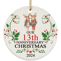 Our 13th Anniversary 2024 Ornament Gift 13 Years Christmas Cute Reindeer Couple - £11.83 GBP