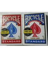 Bicycle Standard Poker Playing Cards Casino Quality Red &amp; Blue 2 Deck by... - $10.88