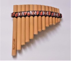 Pan Flaute Inca Motif 13 Pipes -Natural Bamboo From Peru Case Included - $44.99