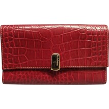Liz Claiborne Wallet Womens Red Textured 15 Card Slots Tri Fold Snap Front - $23.68