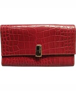 Liz Claiborne Wallet Womens Red Textured 15 Card Slots Tri Fold Snap Front - $23.68