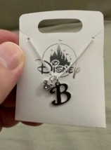 Disney Parks Mickey Mouse Faux Gem Letter B Silver Color Necklace NEW image 3