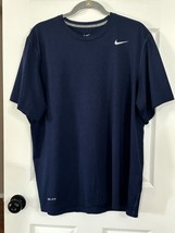 Nike Dri-FIT Running Navy Blue Breathe Short Sleeve Shirt MENS SZ XL - $12.38