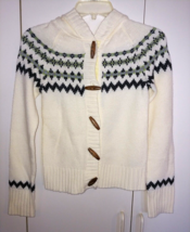 AEROPOSTALE LADIES HOODED LS TOGGLE BUTTON SWEATER-S-GENTLY WORN-ACRYLIC - $9.46