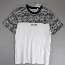 Guess Men&#39;s L T-Shirt Black White Snakeskin Print Embroidered Logo Short... - $20.00