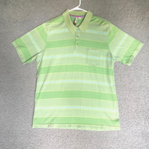 Quicksilver Polo Shirt Adult Large Kelly Green Striped Outdoor Casual Preppy - £12.60 GBP