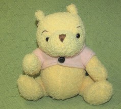 Classic Winnie The Pooh Plush 8" Teddy Bear Disney Pastel Yellow Pink Vest Toy - $13.50