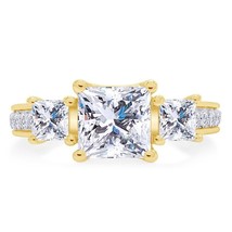 2 Ct Princess &amp; Round Simulated Diamond Three Stone Engagement Ring 10K Gold - £279.60 GBP