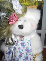 Boyds Bear Collectible White Plush Bear in Adorable Dress with Hat and Purse - $23.95