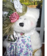 Boyds Bear Collectible White Plush Bear in Adorable Dress with Hat and P... - $447.43 MXN