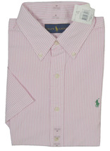 NEW $90 Polo Ralph Lauren Seersucker Shirt!  Pink  White  Green   Short Sleeved - £35.96 GBP