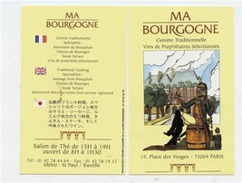 Ma Bourgogne Restaurant Card Place des Vosges Paris France  - $13.86