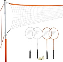  Net Sets Outdoor Backyard Beach Badminton Net Equipment Set 4 Rackets  - £29.96 GBP
