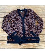 Eva Mendes Women’s Cheetah print Cardigan with Belt Size M Brown black A11 - £15.45 GBP