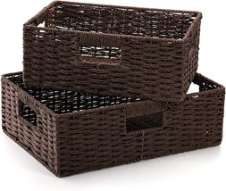Topzea 2 Pack Wicker Basket For Shelves, Woven Shelf Basket Closet, School - £28.92 GBP
