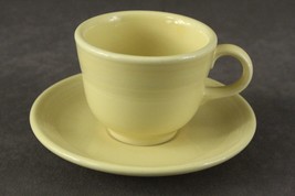 VINTAGE Pottery Homer Laughlin Fiesta Pale Yellow Flat Cup &amp; Saucer Set - £9.57 GBP
