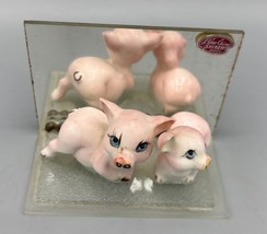 Vtg Shiken Bone China Pig Figurines Mirror Stand - $291.89 MXN