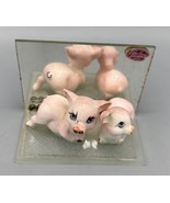 Vtg Shiken Bone China Pig Figurines Mirror Stand - $291.89 MXN