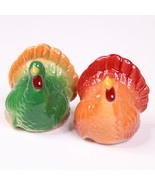  Mini Fall Thanksgiving Turkey Ceramic Salt And Pepper Set New  Colorful - $7.80
