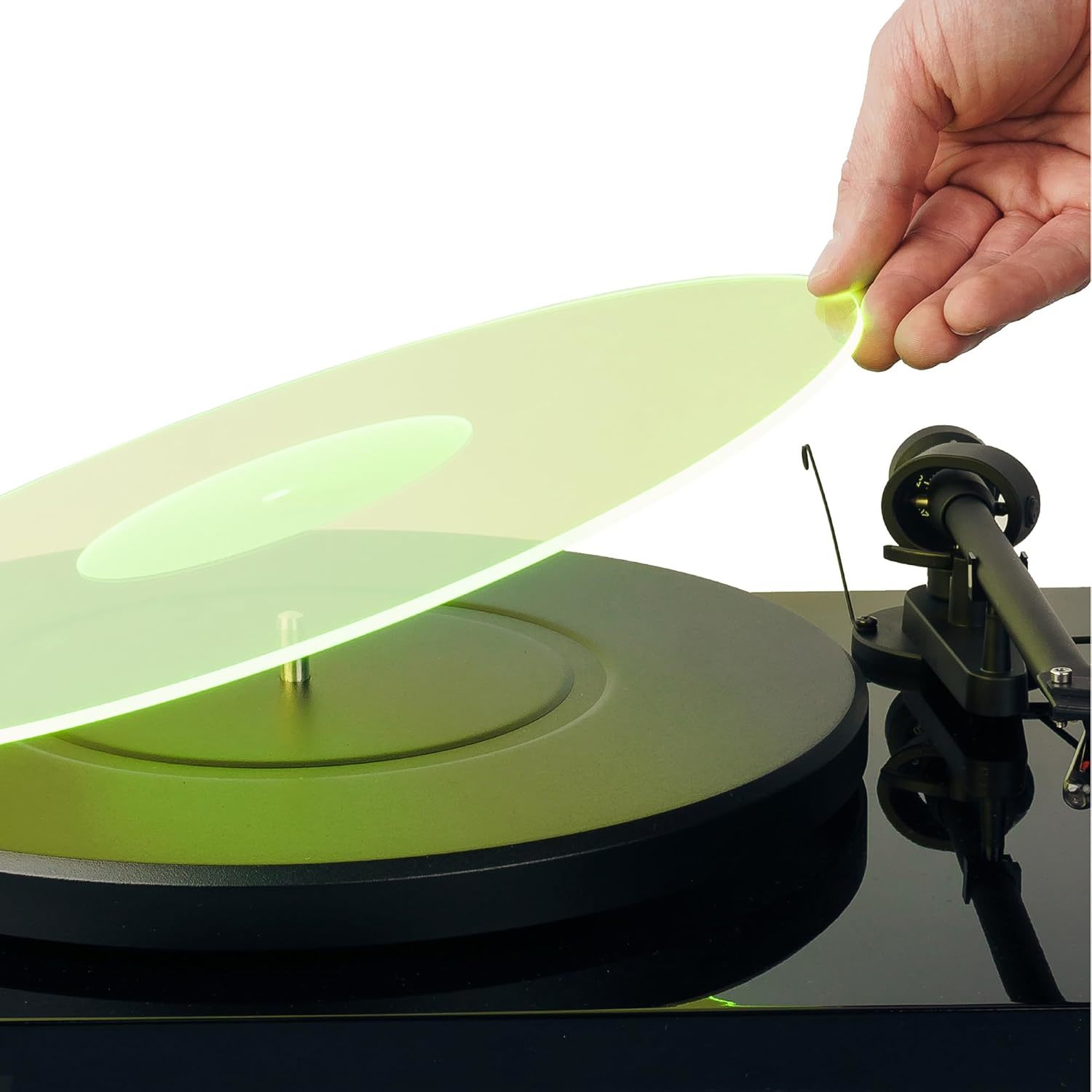 Acrylic Turntable Mat - 11.75&quot; Greenlit Vinyl Record Acrylic Mat - Precision  			