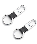 2X Fashion Black Leather Strap Keyring Keychain Key Chain Ring Metal Key... - $13.18