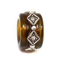 Authentic Brighton Soleil Bead, J9276C Silver, Topaz Amber Brown, New - £10.69 GBP