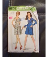 Simplicity 8626 Dress &amp; Mini Dress w Button-Trimmed Front Tuck Sz 12 COM... - £11.28 GBP