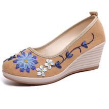 Handmade New Spring Vintage Women Pumps Chinese Slip On Natural Linen Pumps Slop - £26.21 GBP