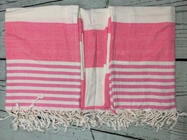 Cotton Turkish Beach Towel 34 x 71 Cotton Highly Absorbent Quick Dry Pink - £19.47 GBP