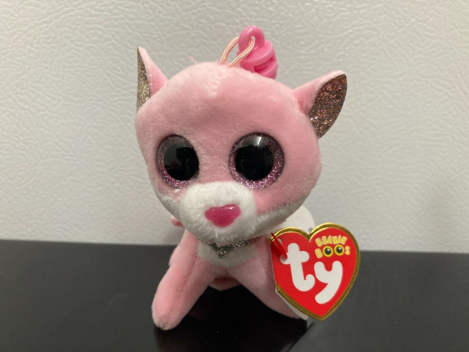 *Fiona*  Ty Beanie Boo 3&quot; Key Clip ~ Pink Cat ~  Cute! ~ MWMT!! ~ - $6.35
