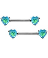 Holographic Crystal Heart Nipple Rings, 14 Gauge - $13.99