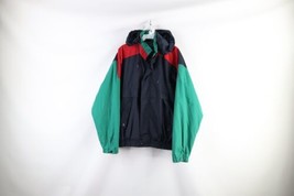 Vintage 90s Streetwear Mens Medium Lined Color Block Hooded Full Zip Jacket - £39.43 GBP