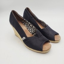 Toms Espadrilles Black Fabric Women Shoes Size 8 W - $29.99
