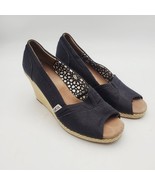 Toms Espadrilles Black Fabric Women Shoes Size 8 W - €25,76 EUR