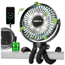 Portable Stroller Fan 65 Working Hours, Small Fan With Led Lights, 12000... - $53.99
