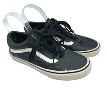 Vans Low Top Sneakers Skate Shoes Faux Leather Black Mens 7 Womens 8.5 - £19.30 GBP