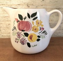 Fruit &amp; Flowers Pitcher Jug Ceramic Hand-painted Cottage-core Stangl VTG 6.5”H - £22.44 GBP