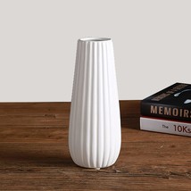 8 Inch White Ceramic Flower Vase For Home Décor - Vase For Artificial Flowers - £30.83 GBP