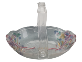 Vintage MIKASA Festive Bells Basket With Handle Colored Glass Candy Dish WY160 - $13.82