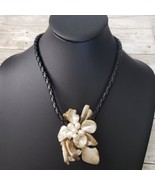 Vintage Statement Necklace -  Large Shell &amp; Faux? Pearl Flower - £13.36 GBP