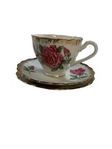 ROYAL STANDARD tea cup and 2 saucers Orleans Rose pink rose teacup England 1940s - £14.51 GBP