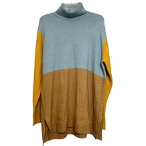 Susan Graver Womens Sweater Multicolor 1X Knit Turtleneck Side Slit Colo... - $28.70