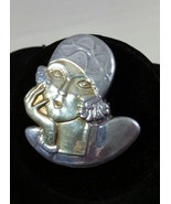 Vintage Signed Sterling Silver Gold Wash Portrait Brooch Pin Pendant 21.... - £1,179.57 GBP