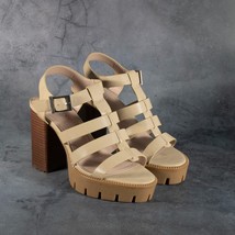 Charles by Charles David Verbal Platform Sandals Lug Sole Heels Nude Siz... - $726.15 MXN