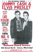 1956 Johnny Cash &amp; Elvis Presley Poster Print Hound Dog Blue Suede Shoes ⭐ - £6.01 GBP