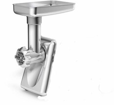 Meat Grinder attachments with feed tray, chute, and blade, Silver, 15x7 - $21.56