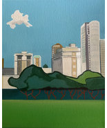 Original acrylic painting of Honolulu, Hawaii. Abstract city art. 8x10 inch - $80.00