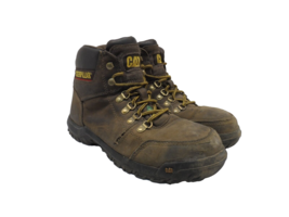 CATERPILLAR Men&#39;s Outline Steel Toe Steel Plate Leather Boots P720996 Brown 8.5W - £44.68 GBP