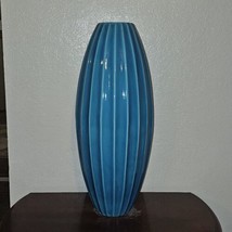 PIER 1 ONE Imports 26&quot; Teal Floor Vase, Ceramic Blue/Green Art Pottery - $72.00