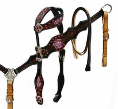 Western Saddle Horse Bling! One Ear Tack Set Bridle + Breast Collar + Ha... - £95.99 GBP